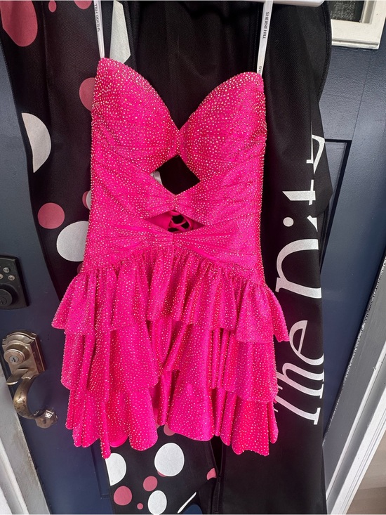 Sherri Hill Dresses & Skirts - Sherri Hill Hot Pink Rhinestone Tiered Ruffle Prom Dress